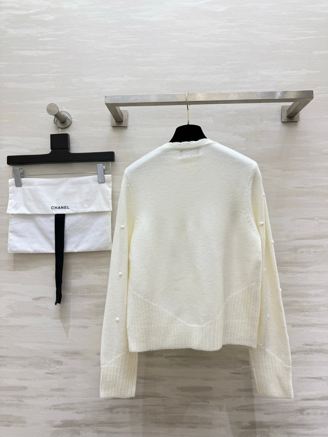 Chanel 26s Embroidered Floral Bobble Knit Cardigan White 438843