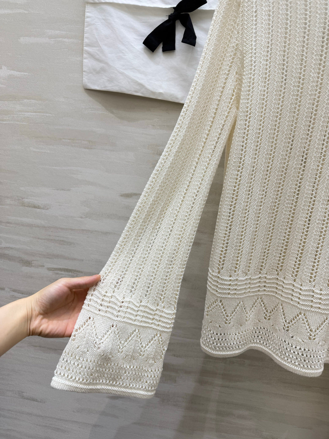 CD 26s Openwork Knit Top & Maxi Skirt Set White Cotton 437208