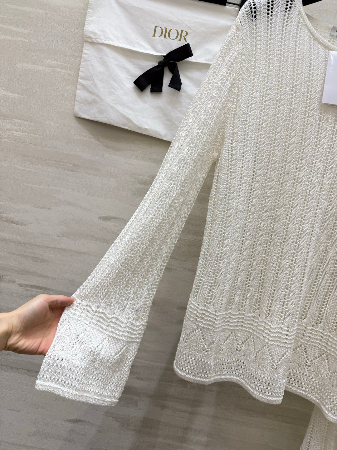 CD 26s Openwork Knit Top & Maxi Skirt Set Off-White Cotton 437198