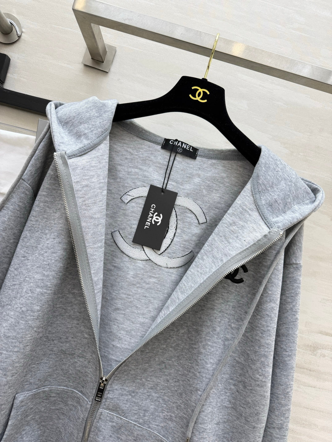 CC 26s Logo Zip Hoodie Grey Cotton 441635
