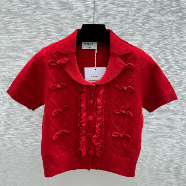 Chanel 2026 Short-sleeve Sweater Red Wool