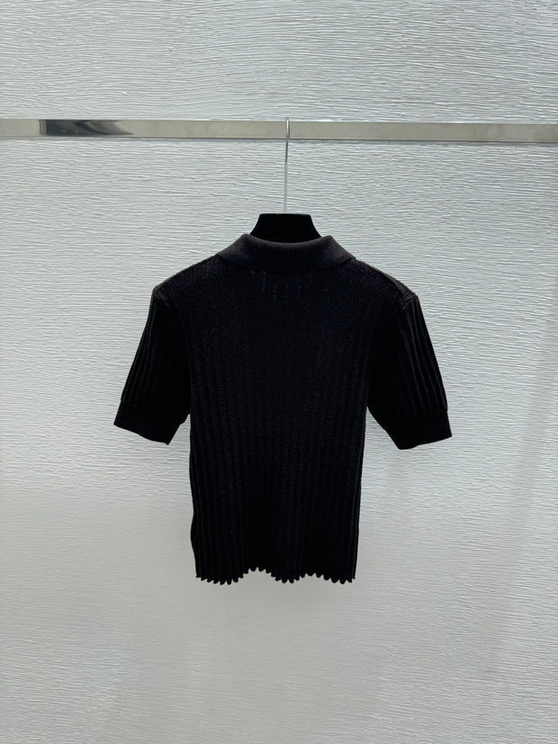 Miumiu 2026 Collared Knit Short-Sleeve Shirt Wool 516815