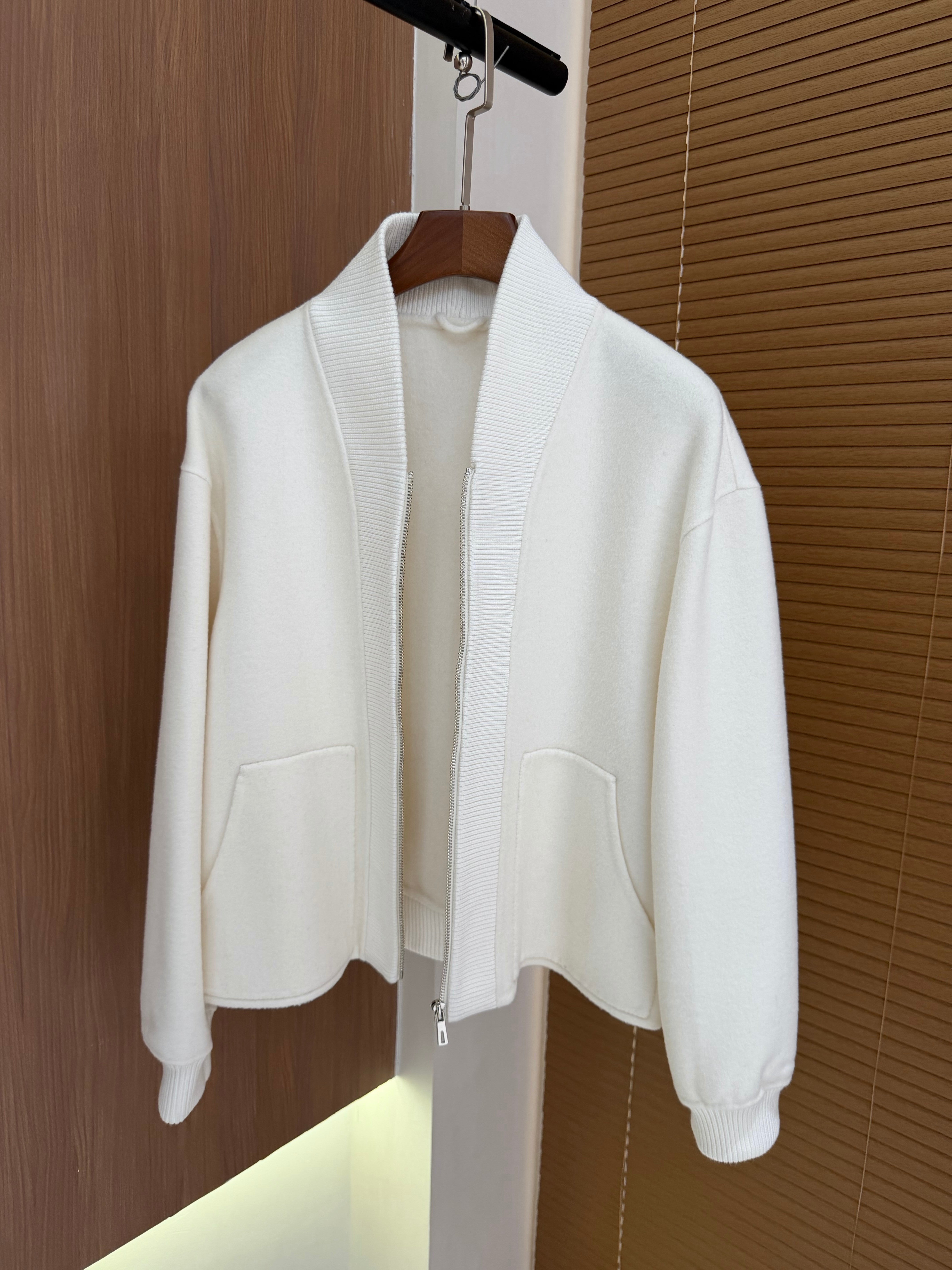 HM 26s Bomber Jacket White Wool Cashmere 427281