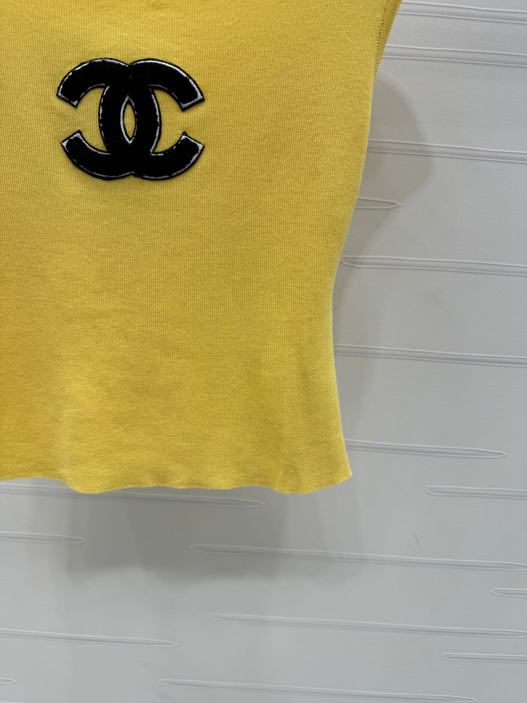 Chanel 25 Yellow Tank Top Square Neck Knitted