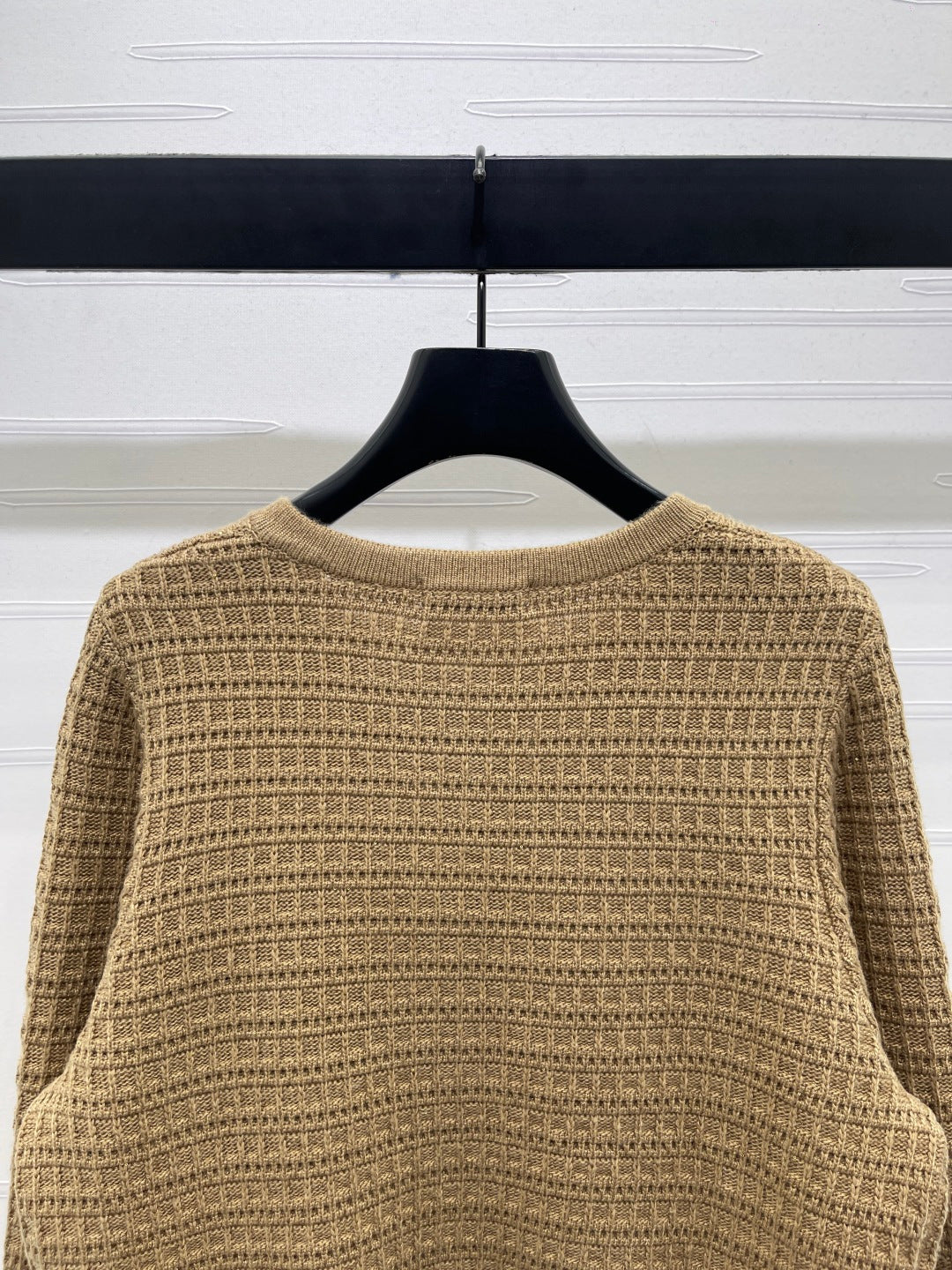 Miu 26s Neck Long-Sleeved Cardigan Khaki Wool 415897