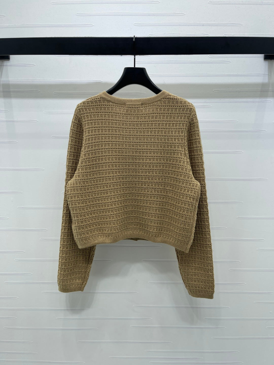 Miu 26s Neck Long-Sleeved Cardigan Khaki Wool 415897