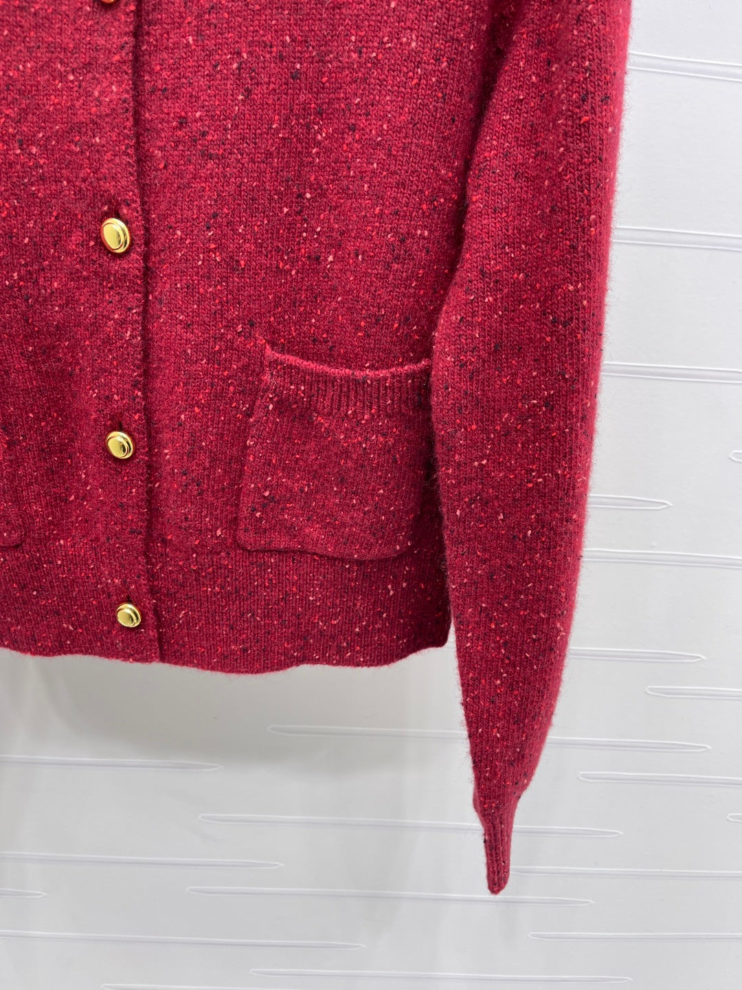 Miu 26s Neck Long-Sleeved Cardigan Red Cashemere 415896
