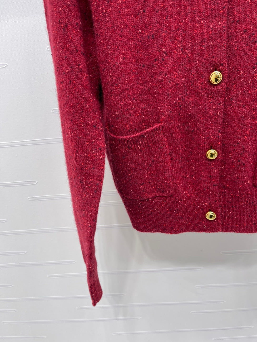 Miu 26s Neck Long-Sleeved Cardigan Red Cashemere 415896