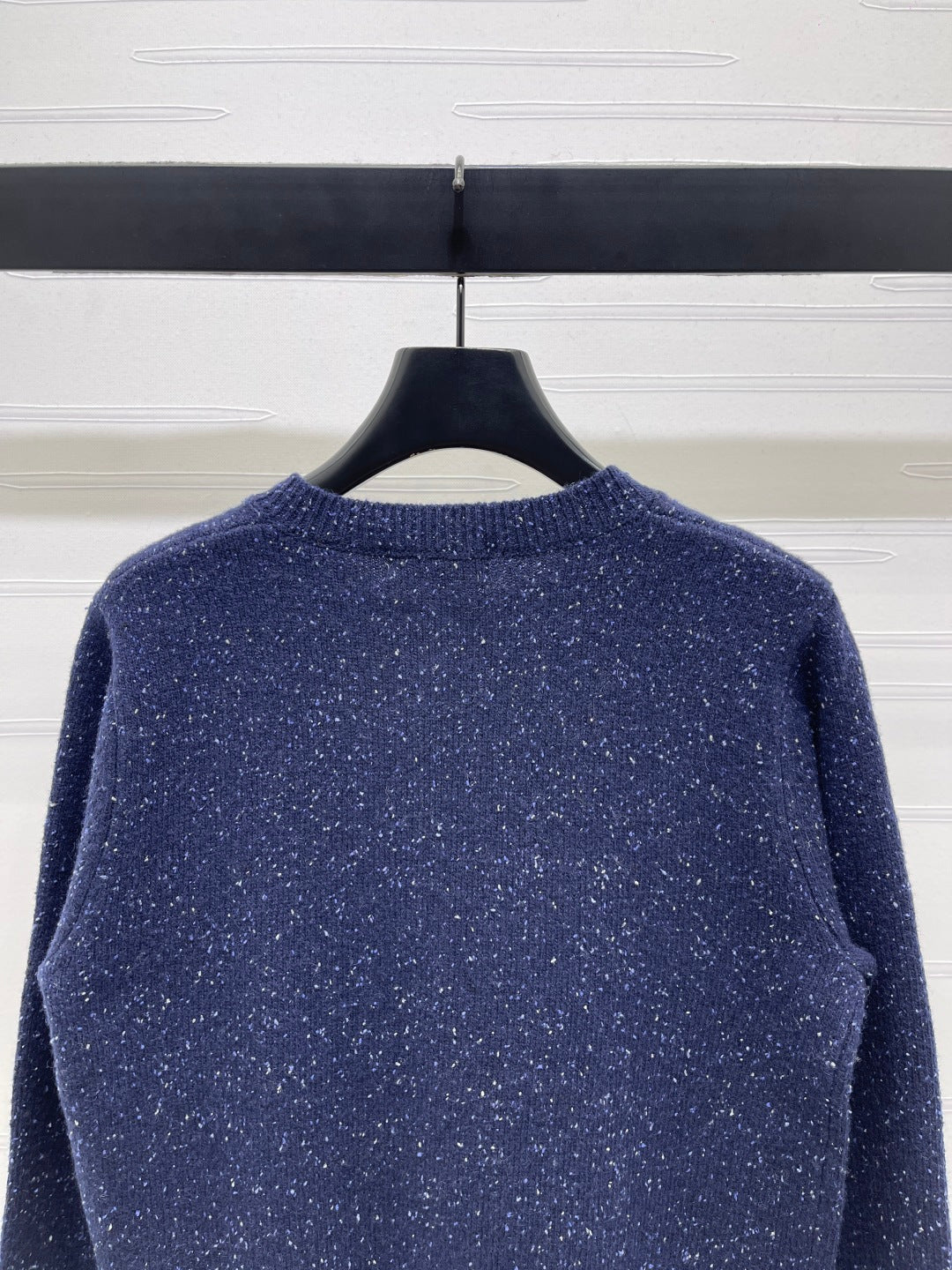 Miu 26s Neck Long-Sleeved Cardigan Navy Blue Cashemere 415895