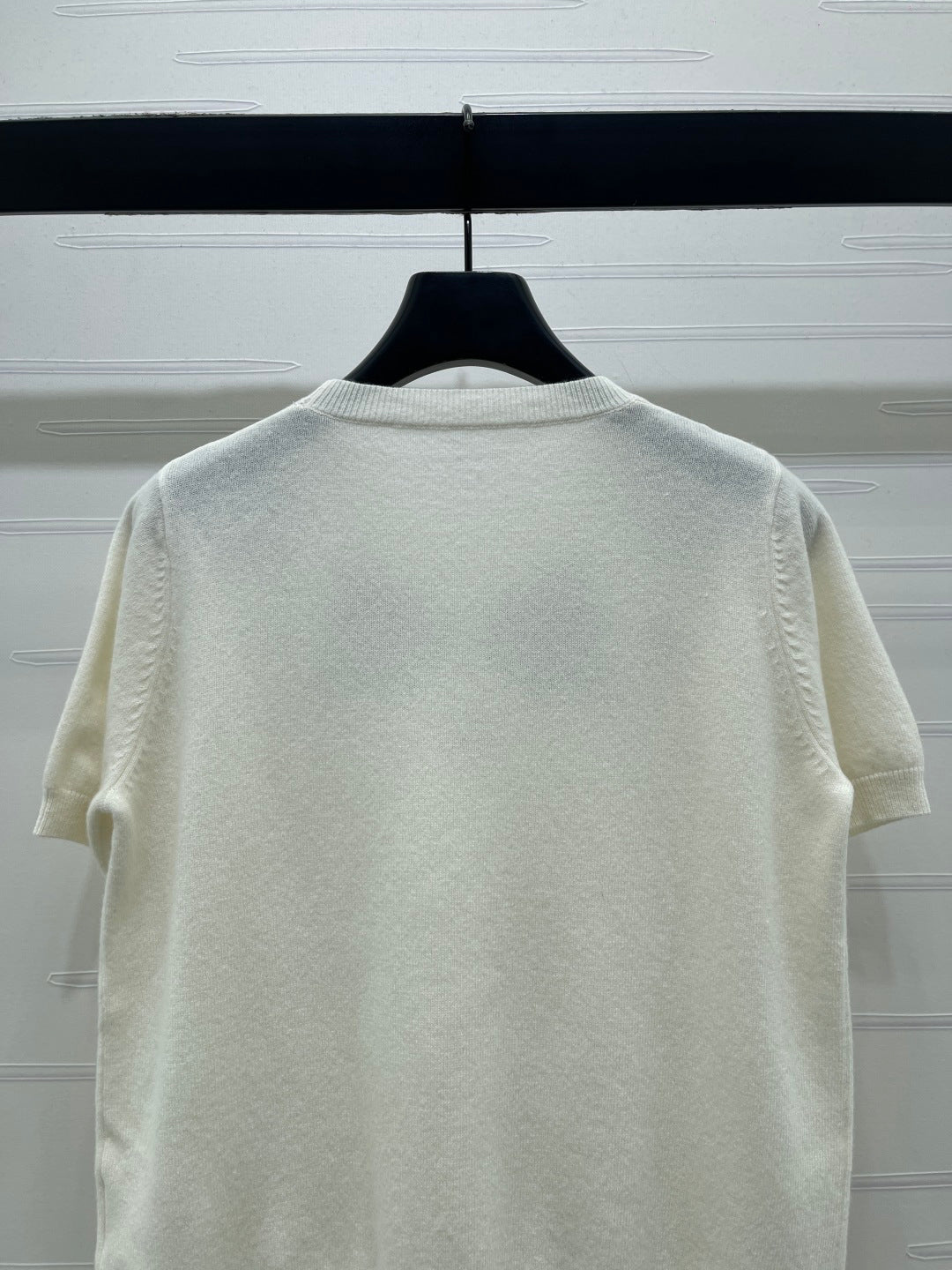 CD SS26 Beaded Floral Knit Top Ivory Wool 351068