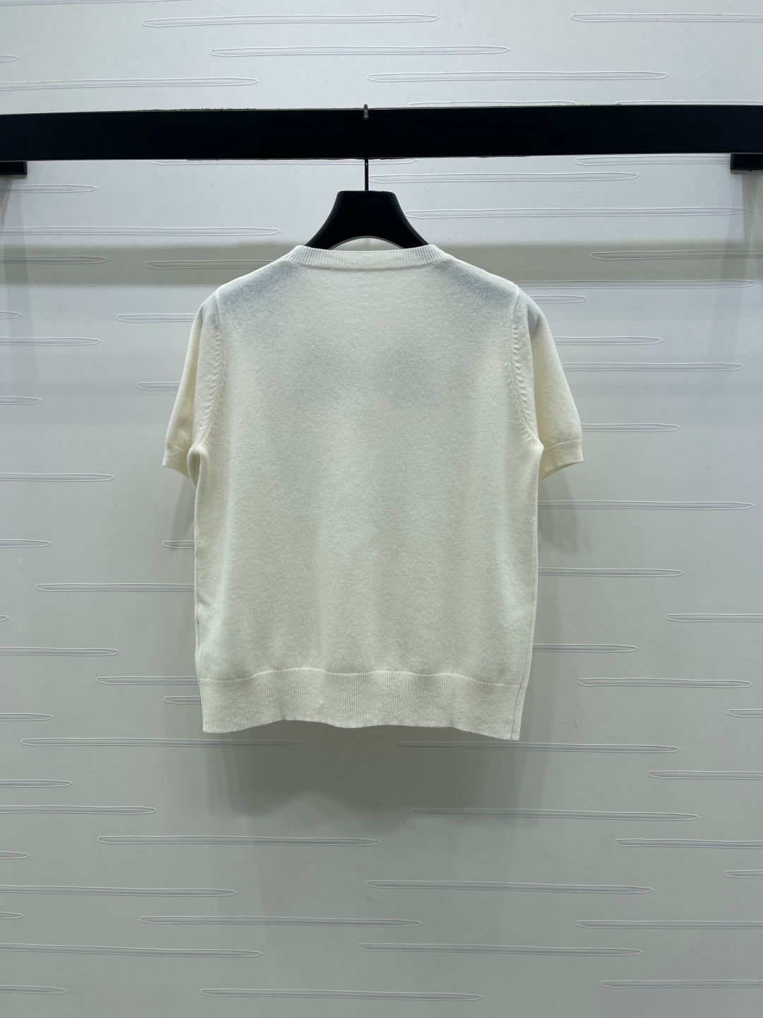 CD SS26 Beaded Floral Knit Top Ivory Wool 351068