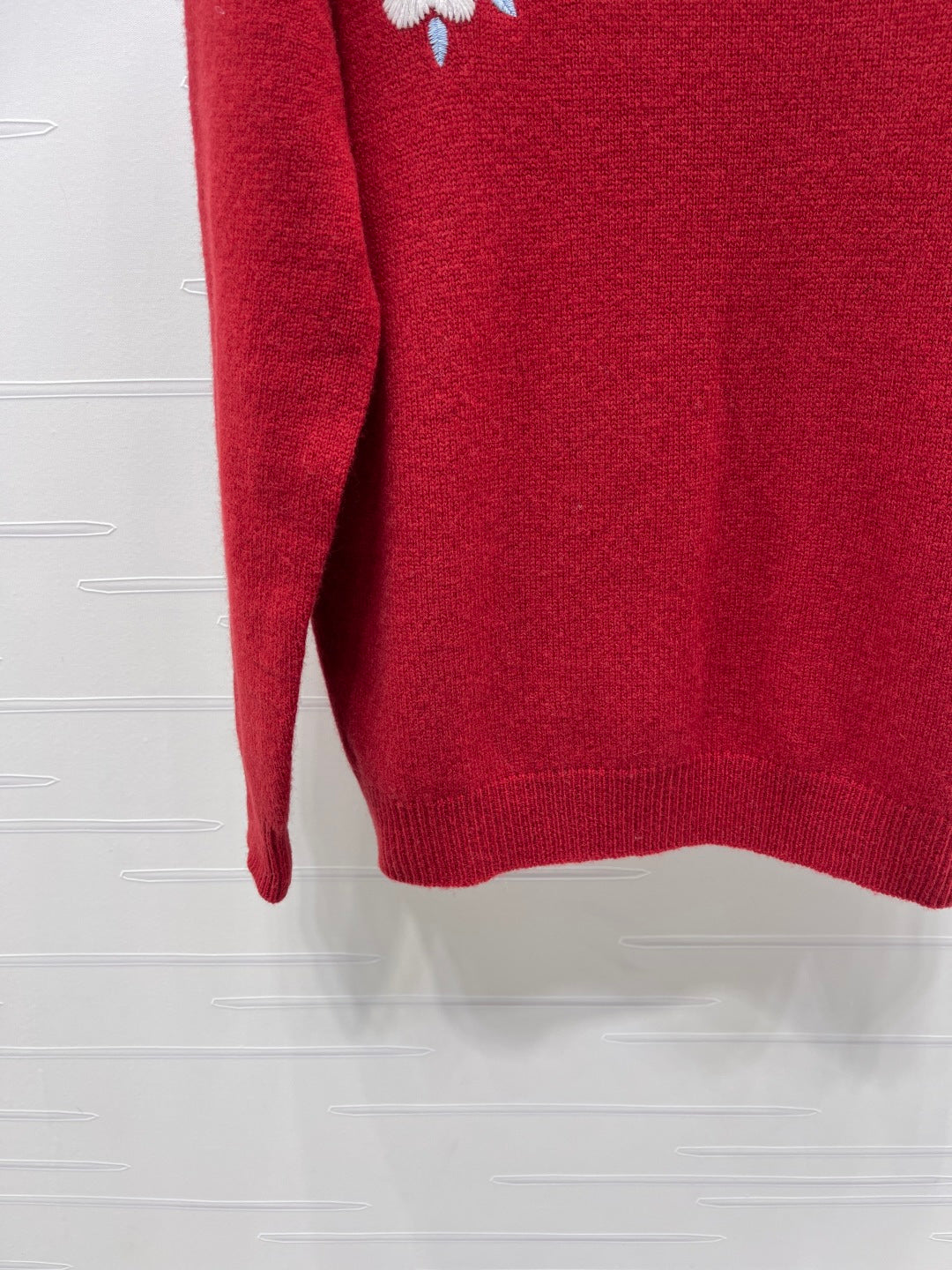 Chanel Floral Patterns Red Sweater Embroidered 340997