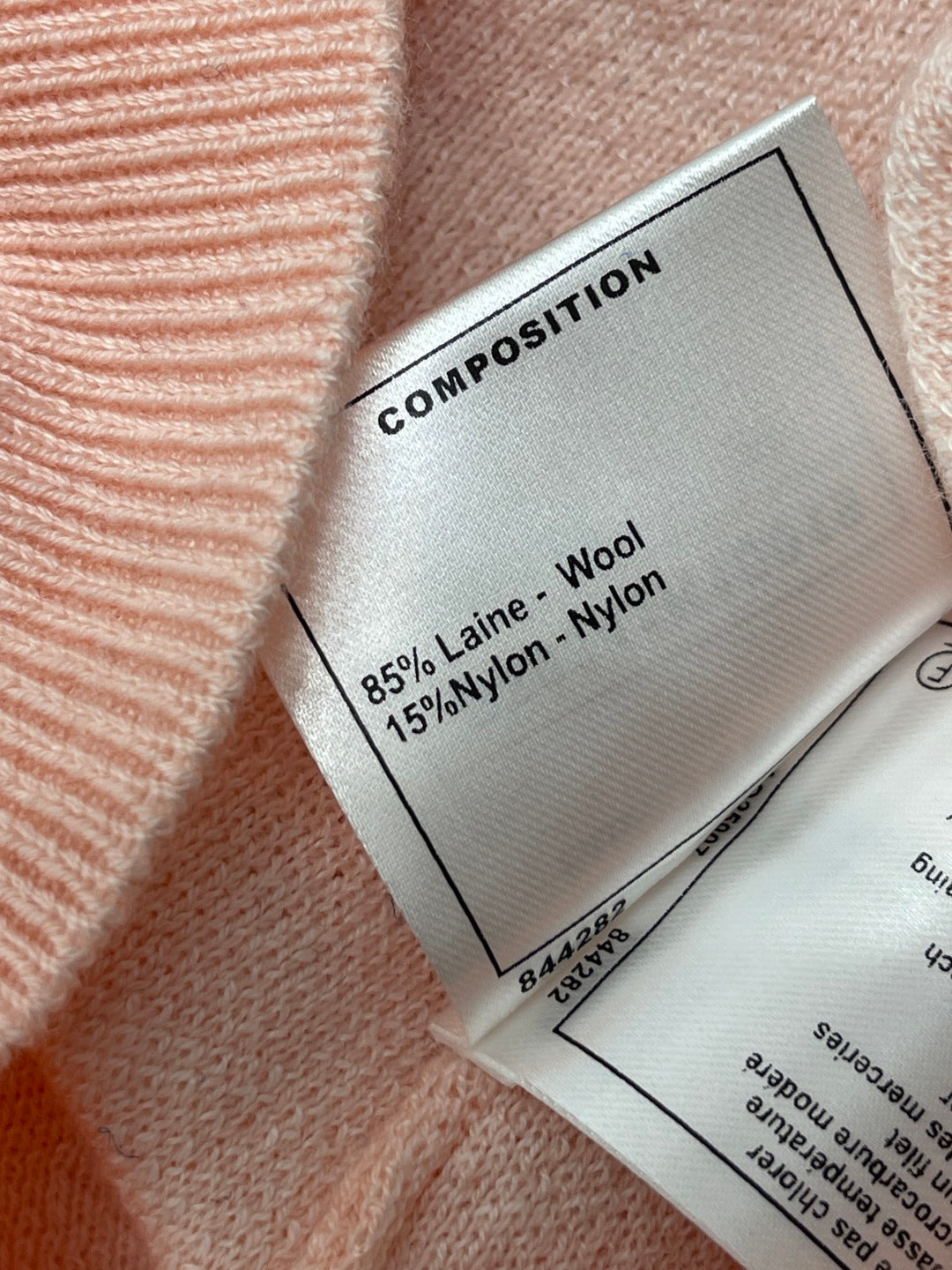 CC 26sJacquard Knit Short-Sleeved Cardigan Pink Wool 344125