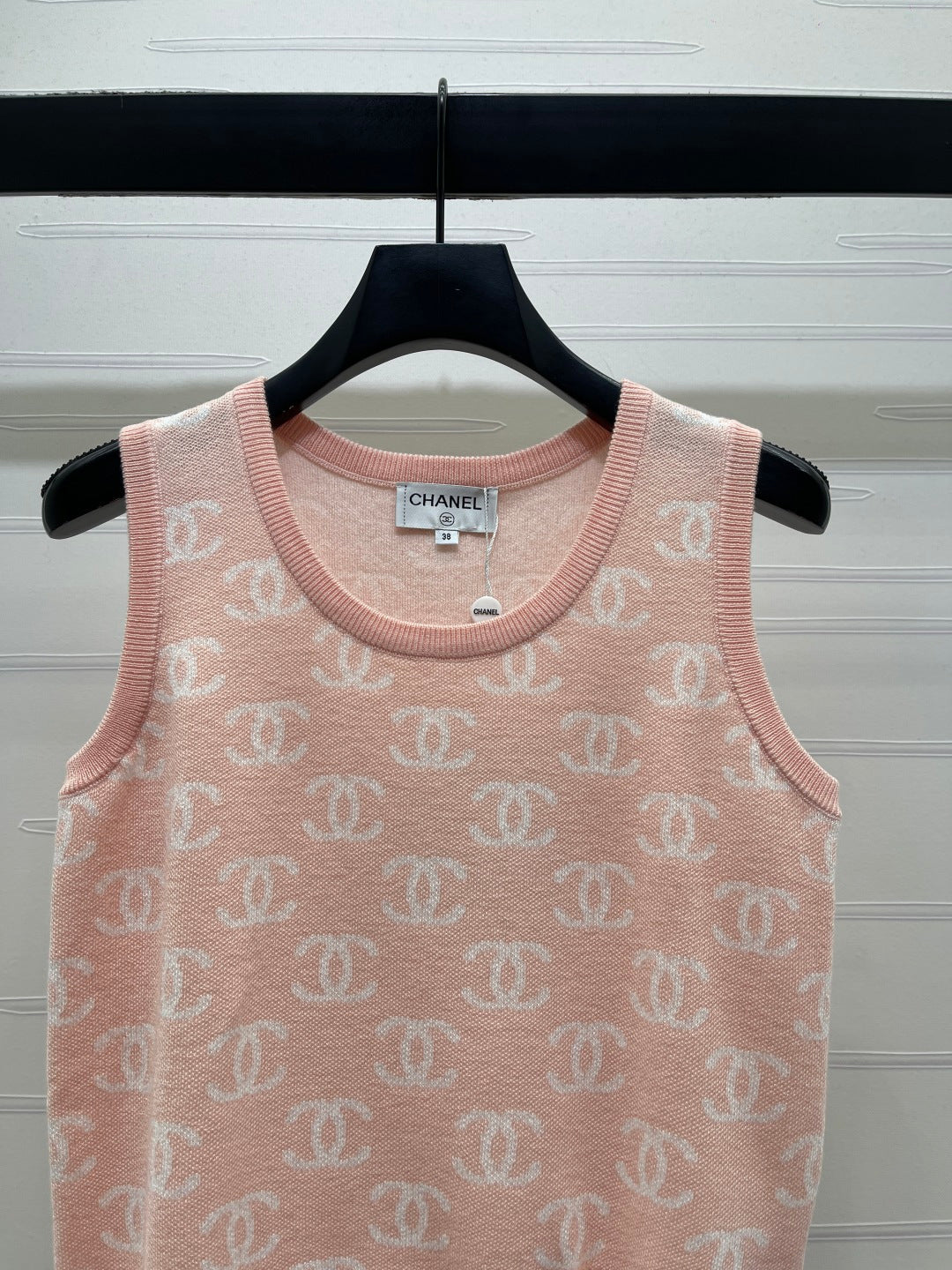 CC 26sJacquard Knit Vest Pink Wool 344122