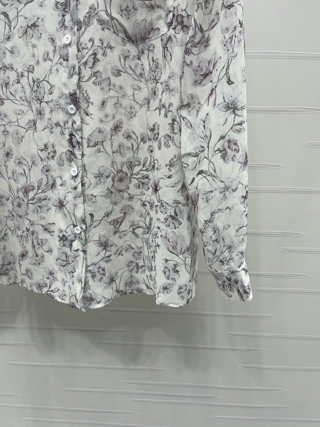 CD Printed Sheer Long-Sleeve Shirt 392643