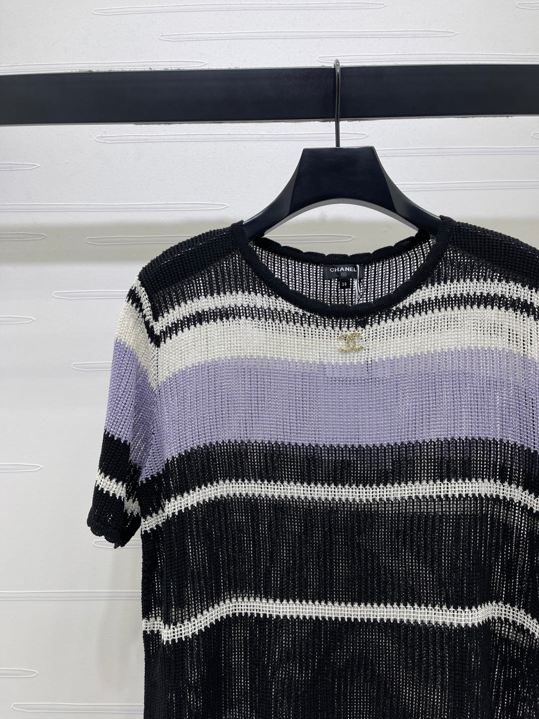 CC 26s Short-Sleeved Top Purple Black Silk Cotton 373113