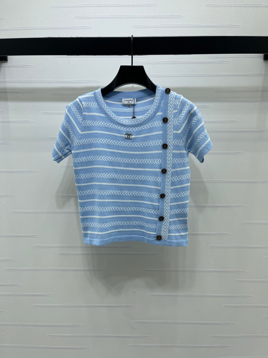 CC 26s Short-Sleeved Top White Blue Cotton 373097