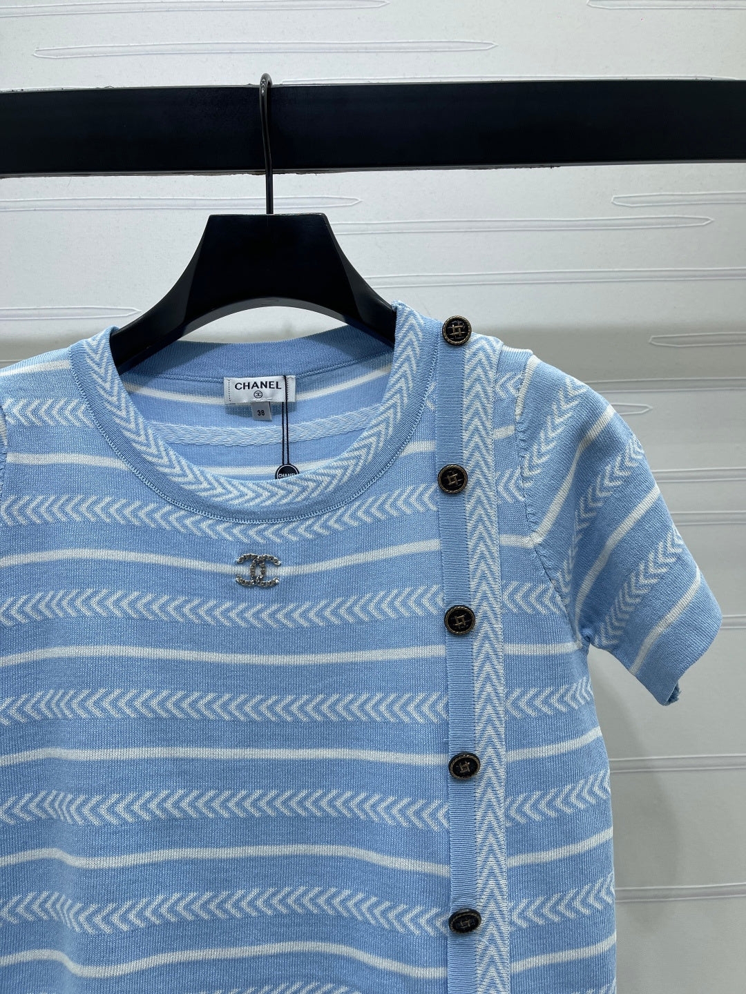 CC 26s Short-Sleeved Top White Blue Cotton 373097