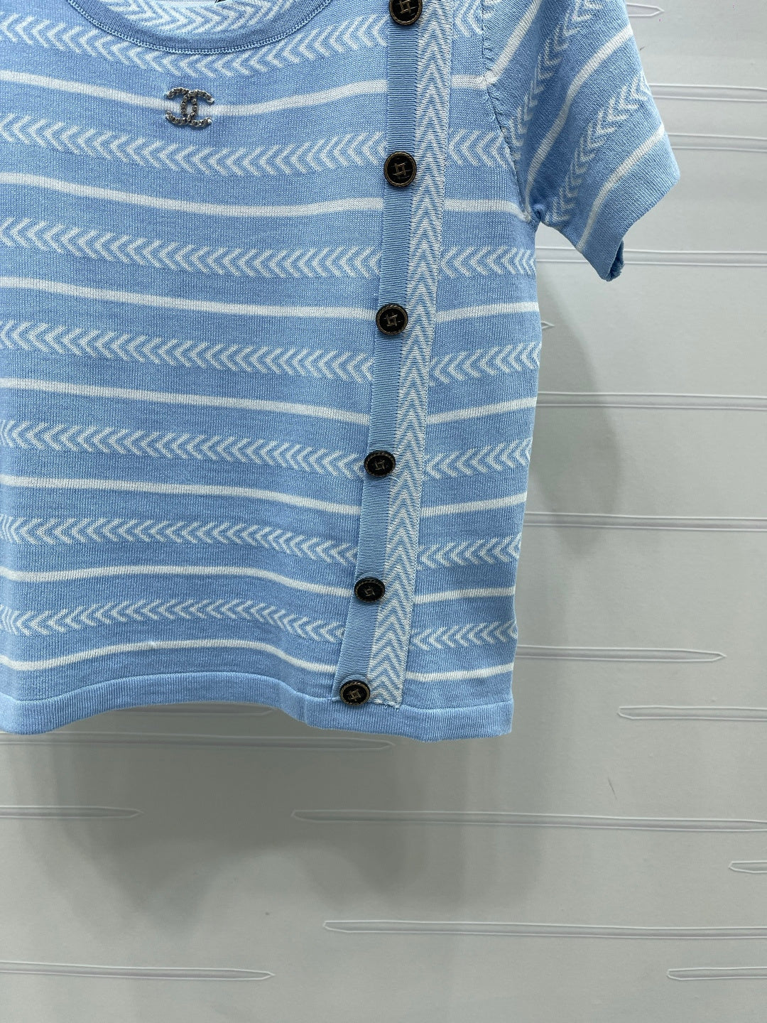 CC 26s Short-Sleeved Top White Blue Cotton 373097