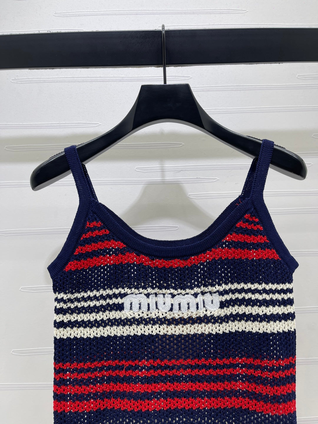 Miu Striped Red Navy Blue Wool 373129