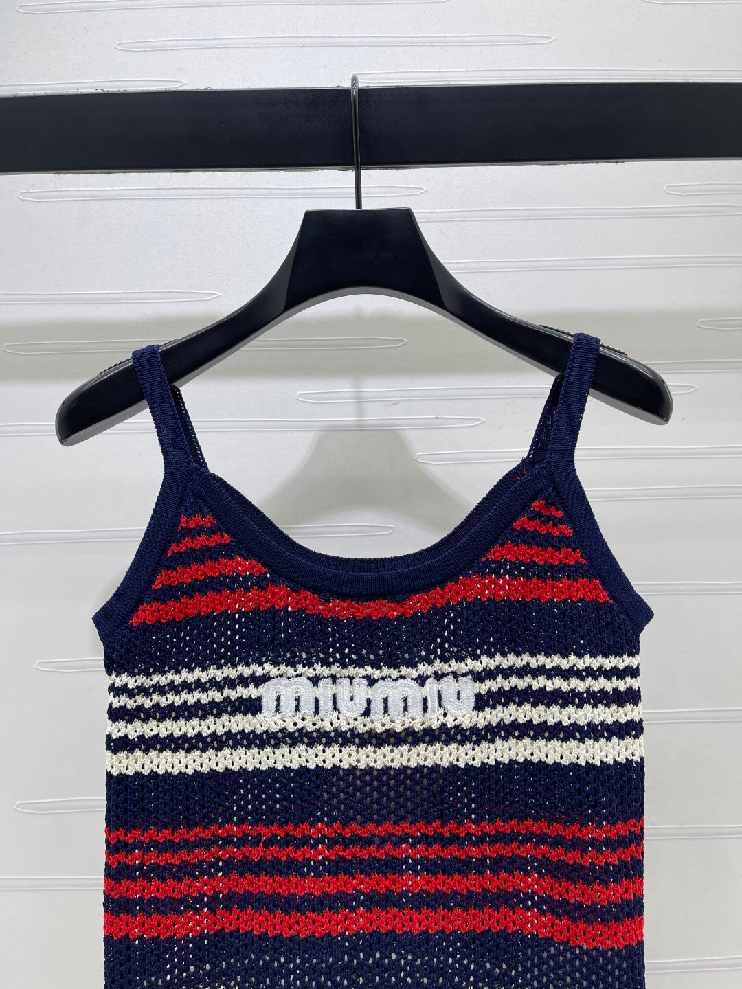 Miu Striped Red Navy Blue Wool 373129