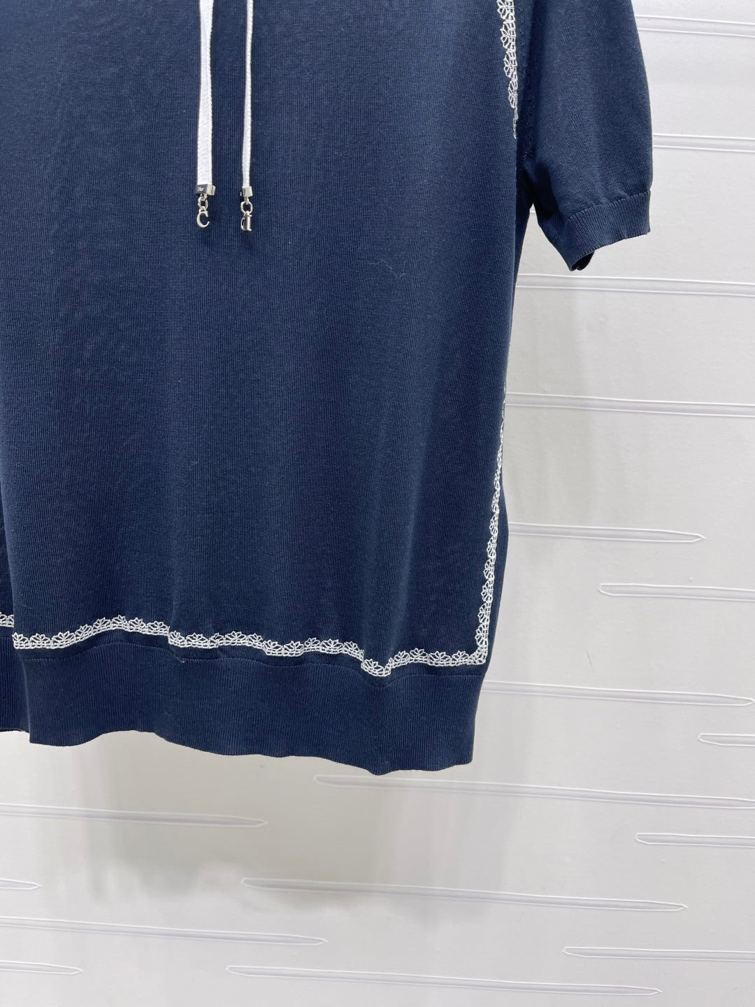 CD 26s Neck Short-Sleeved Knit Top Dark Blue Mulberry Silk 373139