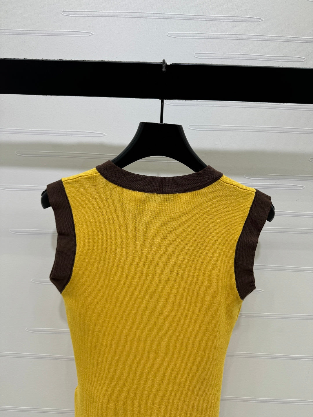 Miu Letter Embroidered Vest Black Yellow Polyester 382106