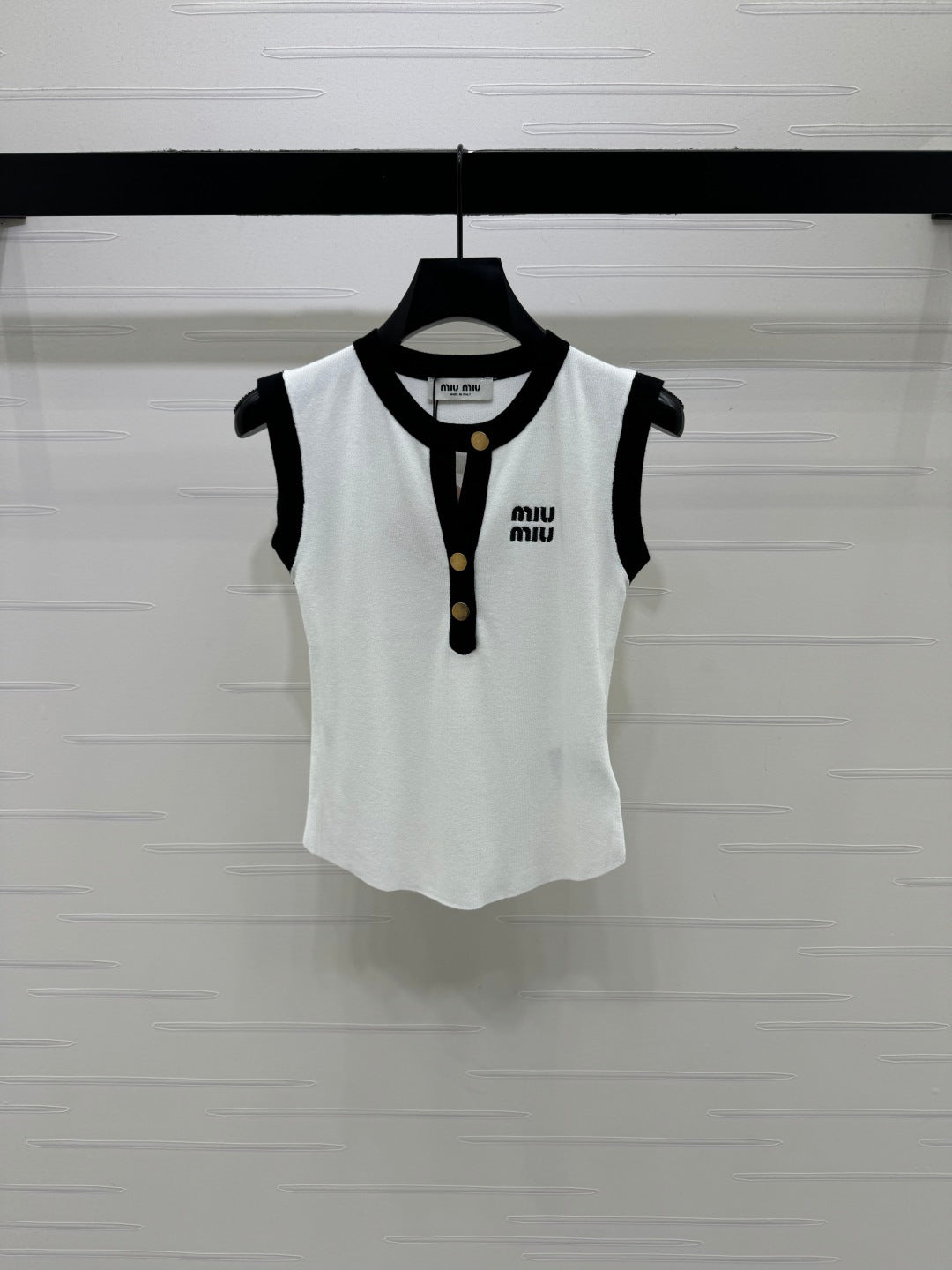 Miu Letter Embroidered Vest White Polyester