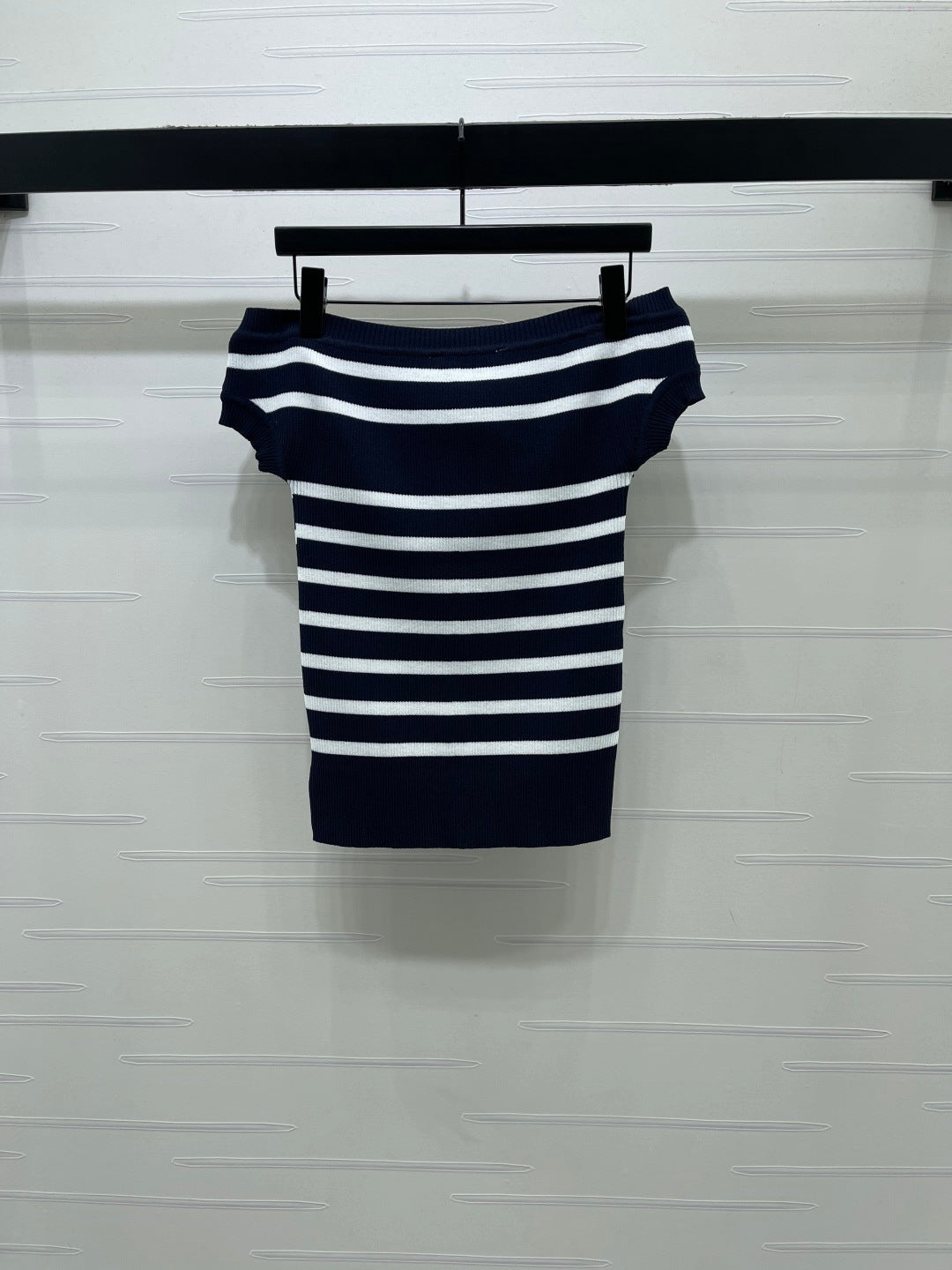 CD Knit Short-Sleeved Sweater Dark Blue Wool Cashmere 380757