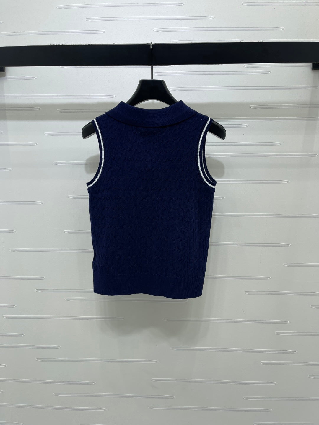 CC 26s Collared Knitted Vest Dark Blue Wool Nylon 382090