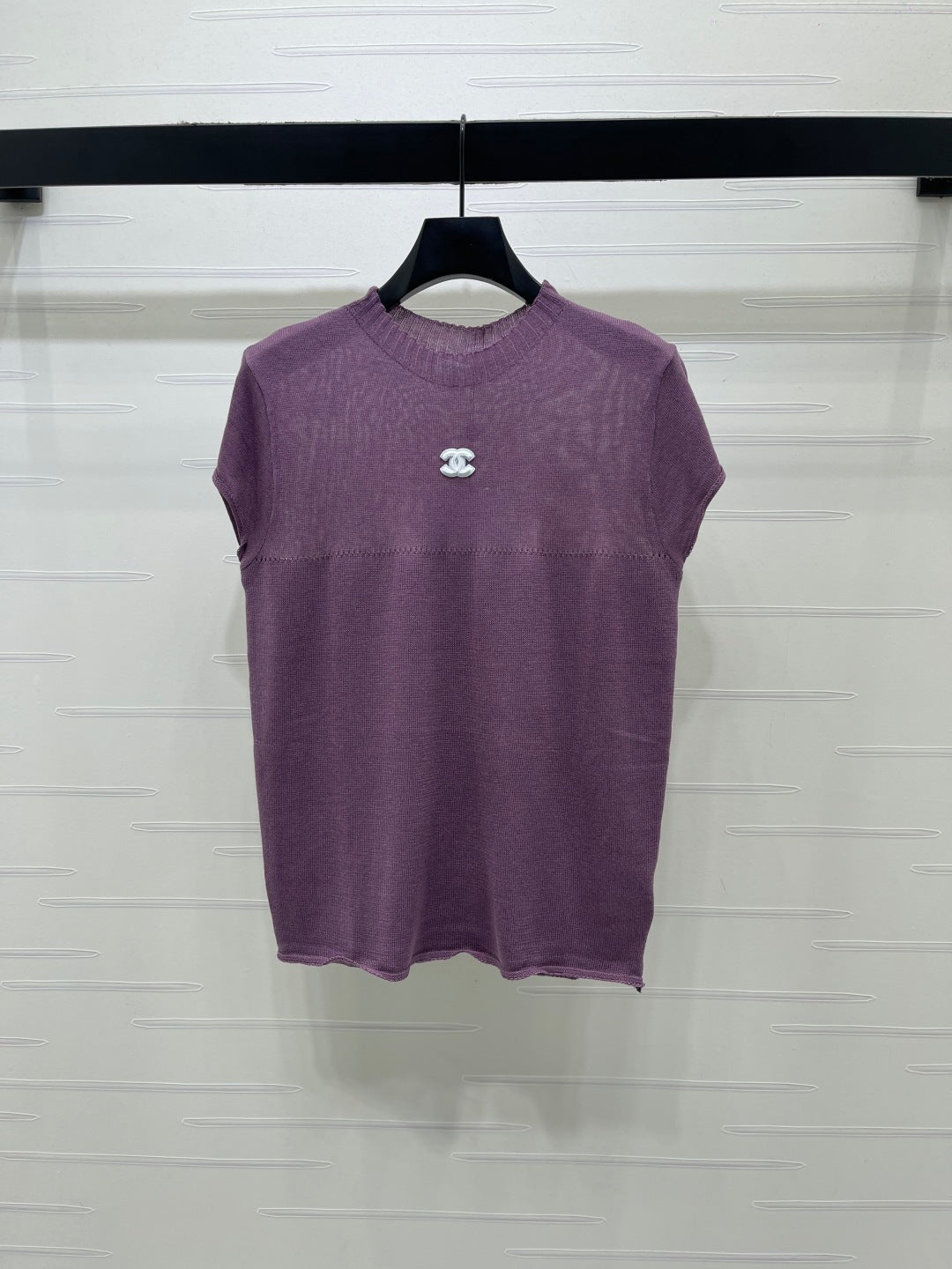 CC 26s Crew Neck Knit Short Sleeve Purple Cotton 382068