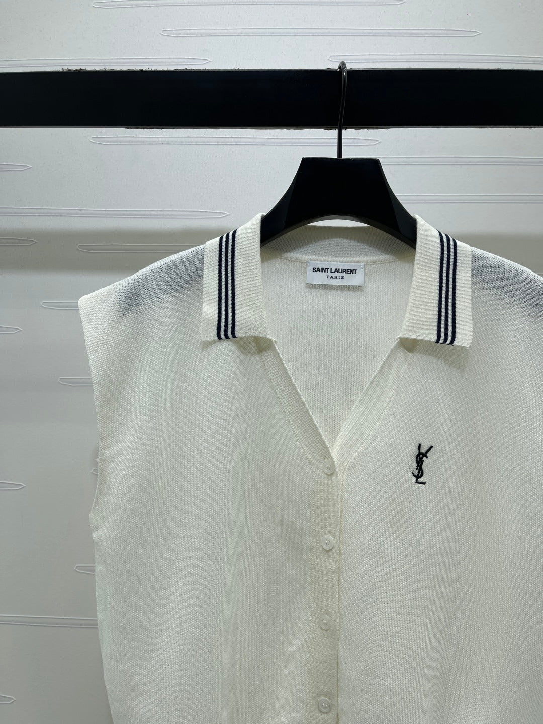 YSL Polo Collar Knit Vest Silk Wool 392666