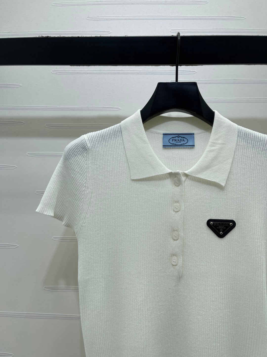 Prada Polo Shirt White Silk Linen 392713