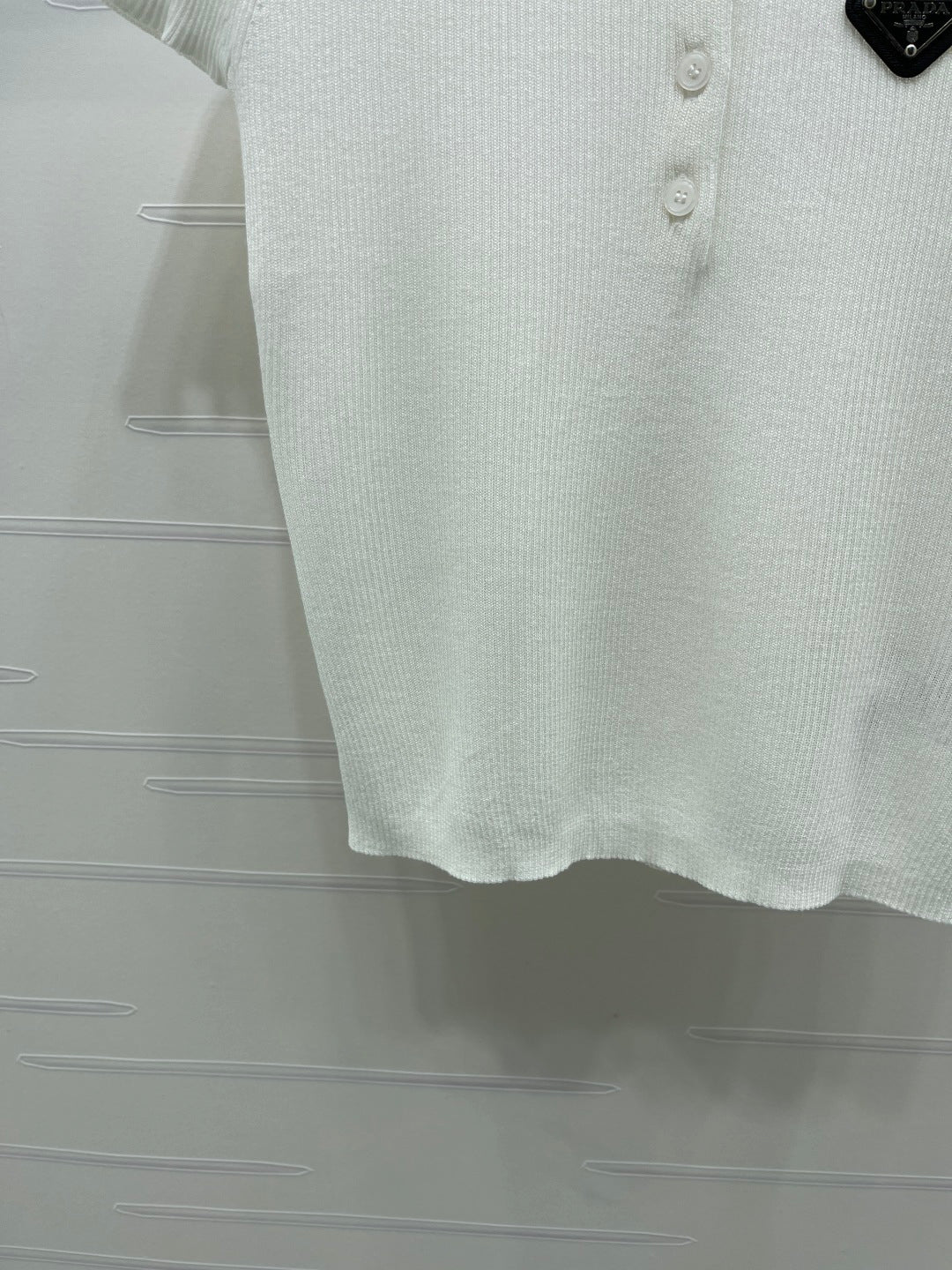Prada Polo Shirt White Silk Linen 392713