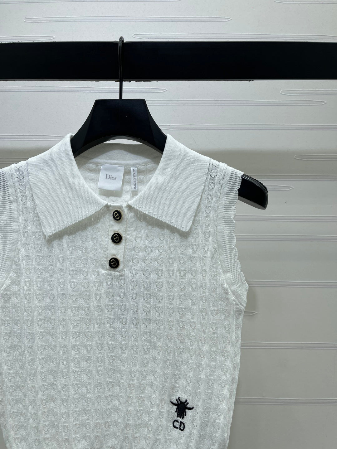 CD Collared Knit Vest White Wool Acrylic Nylon Polyester 397479