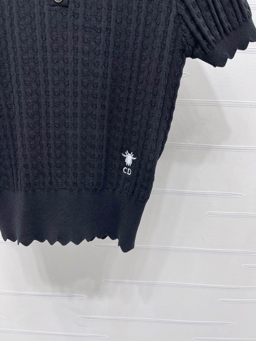 CD Knit Short-Sleeved Top Black Wool Acrylic Nylon Polyester 397467