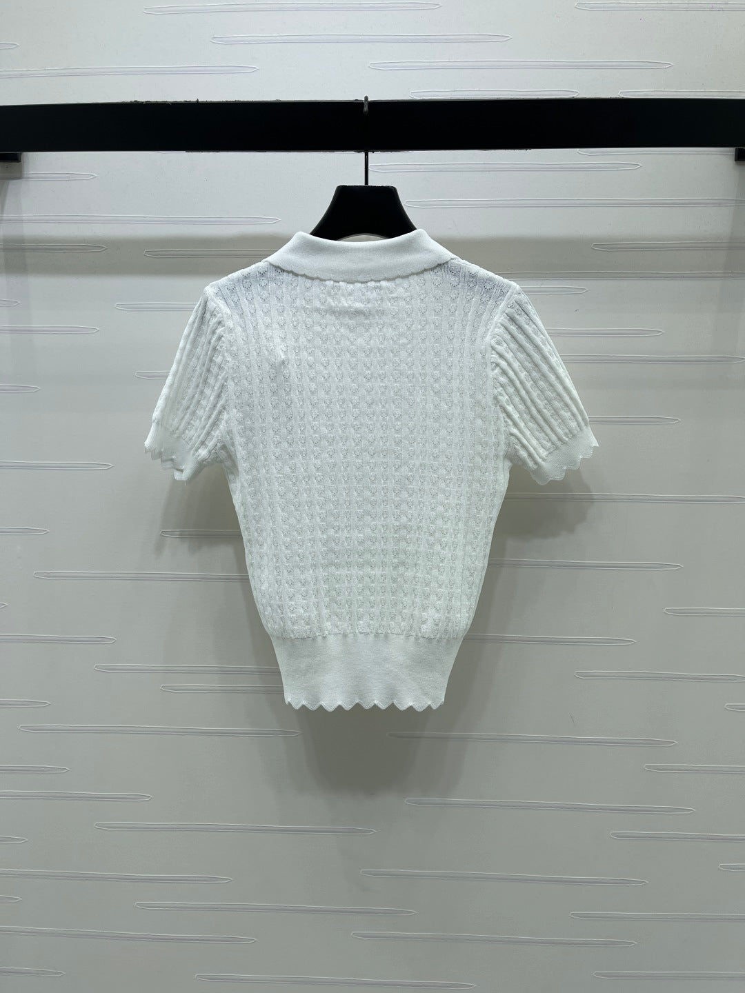 CD Knit Short-Sleeved Top White Wool Acrylic Nylon Polyester 397466