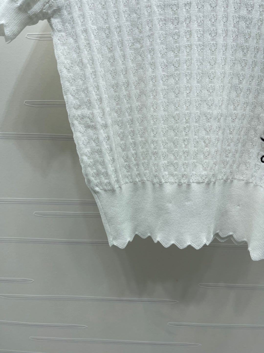 CD Knit Short-Sleeved Top White Wool Acrylic Nylon Polyester 397466