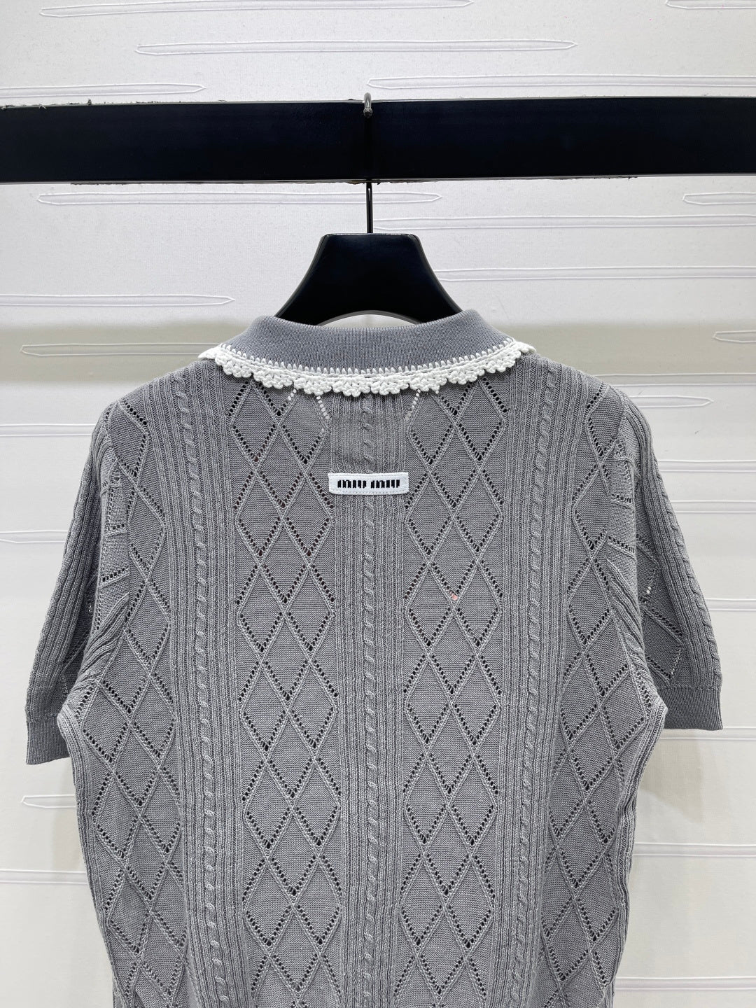 Miu 26s Short-Sleeved Shirt Grey Cotton 397462