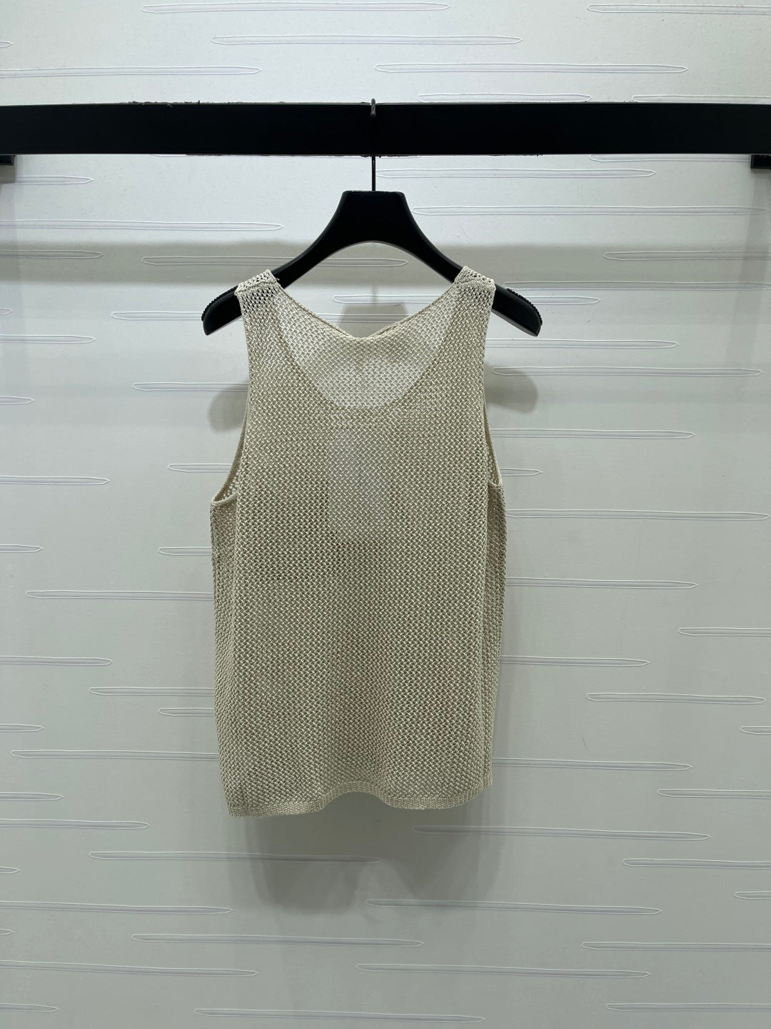 CD Hollow-Out Knit Vest Light Taupe Acrylic Cotton 397471