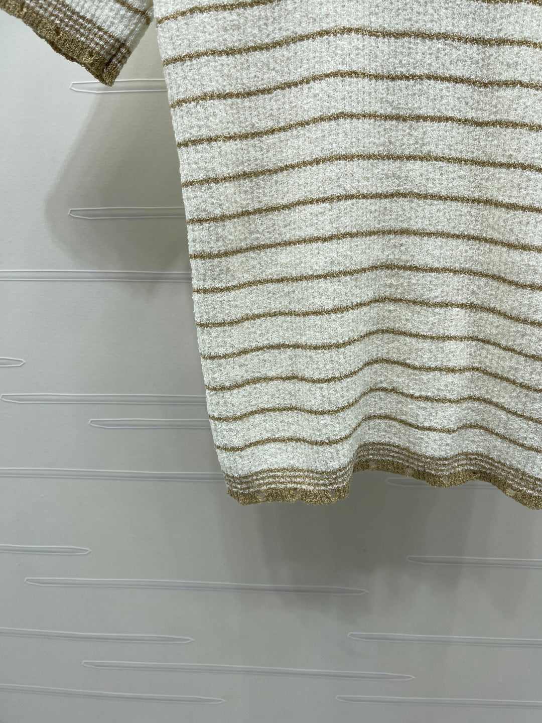 CD 26s Short-Sleeved Top White Beige Wool Acrylic Nylon Polyester 401610
