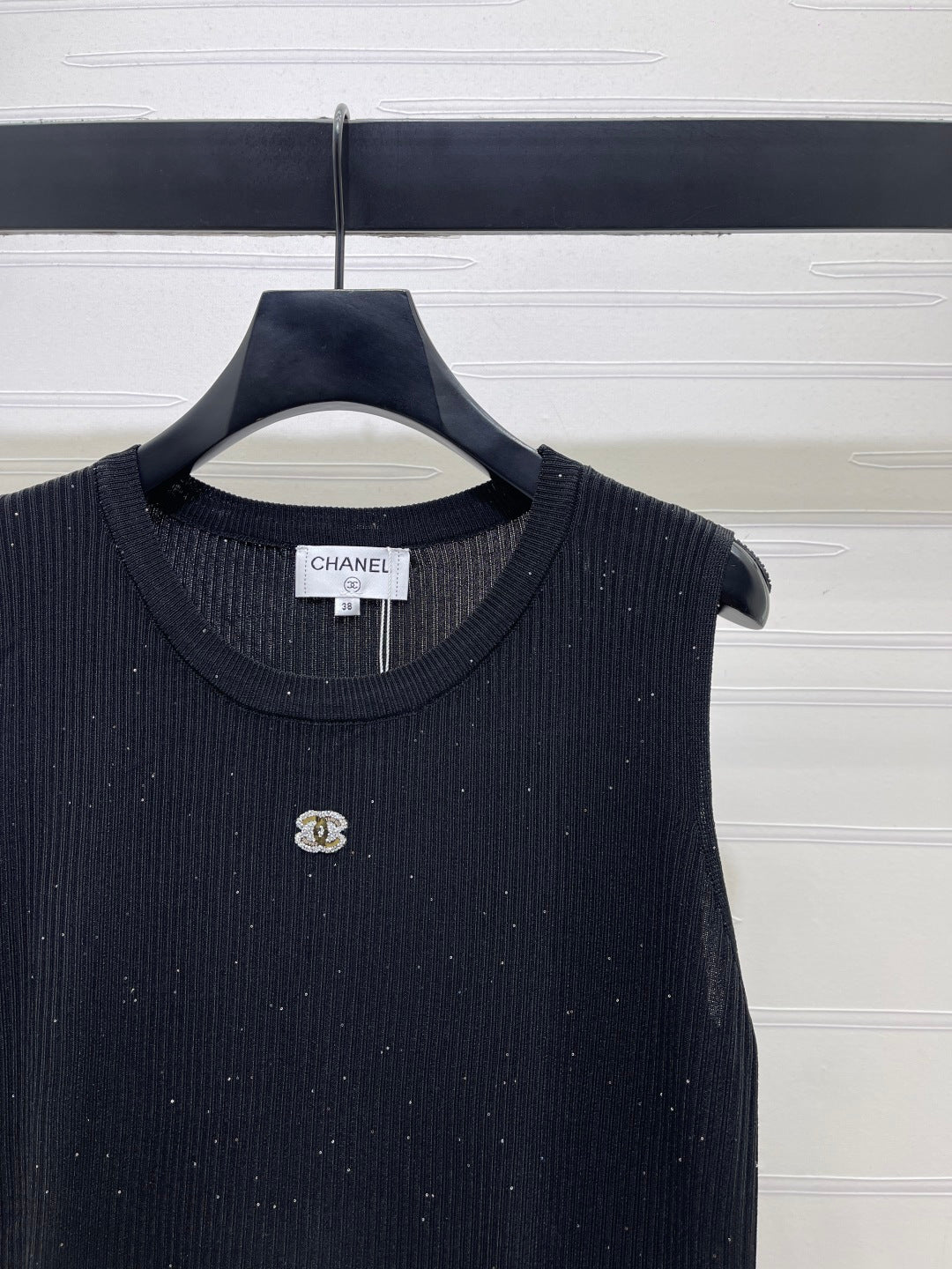 CC 26s Sequined Knit Vest Black Nylon Silk Wool 401614
