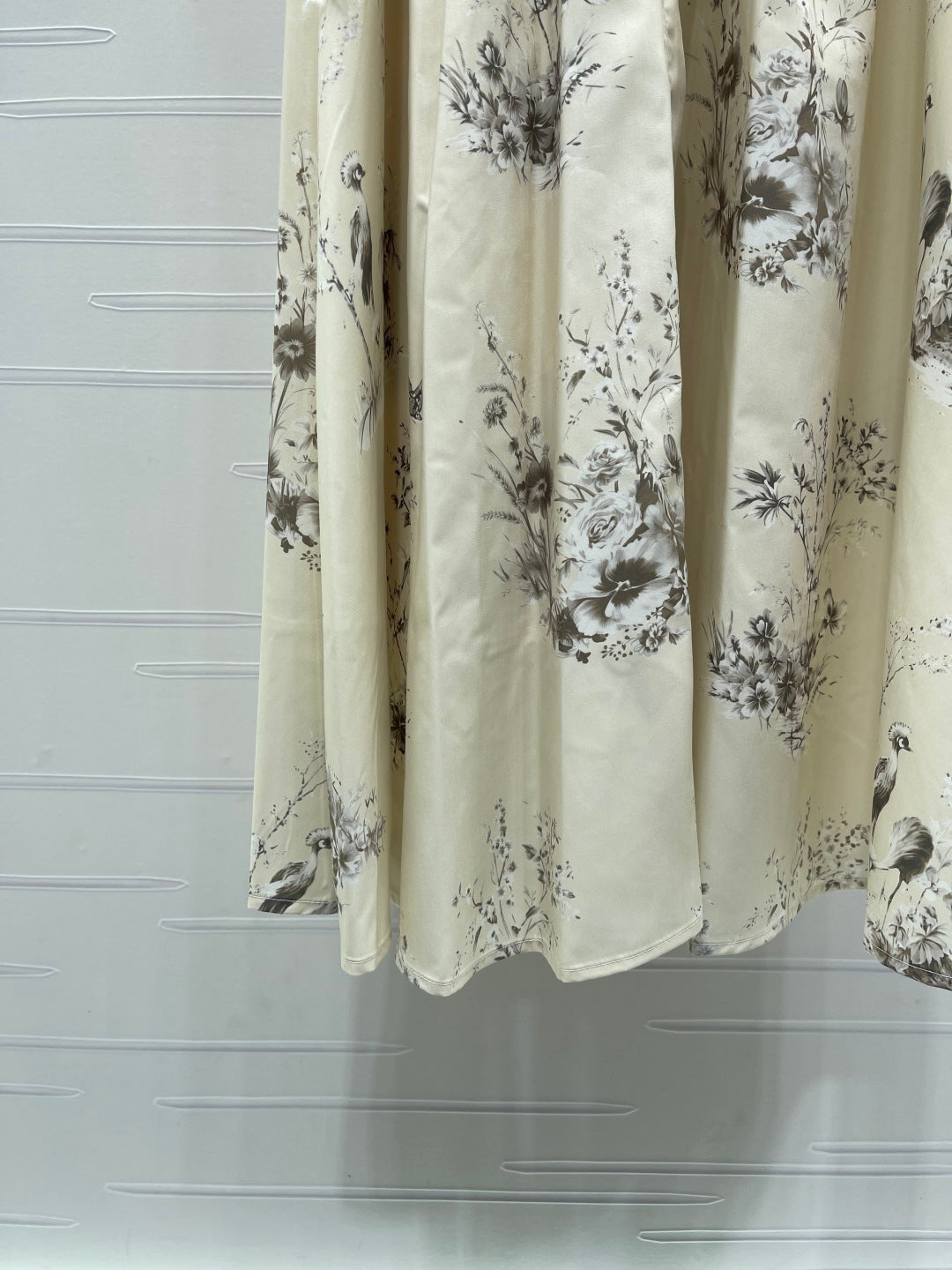 CD 26s Floral Print Collar Short Sleeve Dress Cream Polyester 406525