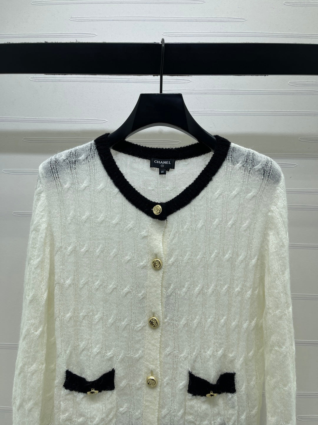 CC 26s Neck Knit Long Sleeve Cardigan Cream Wool Nylon 413356