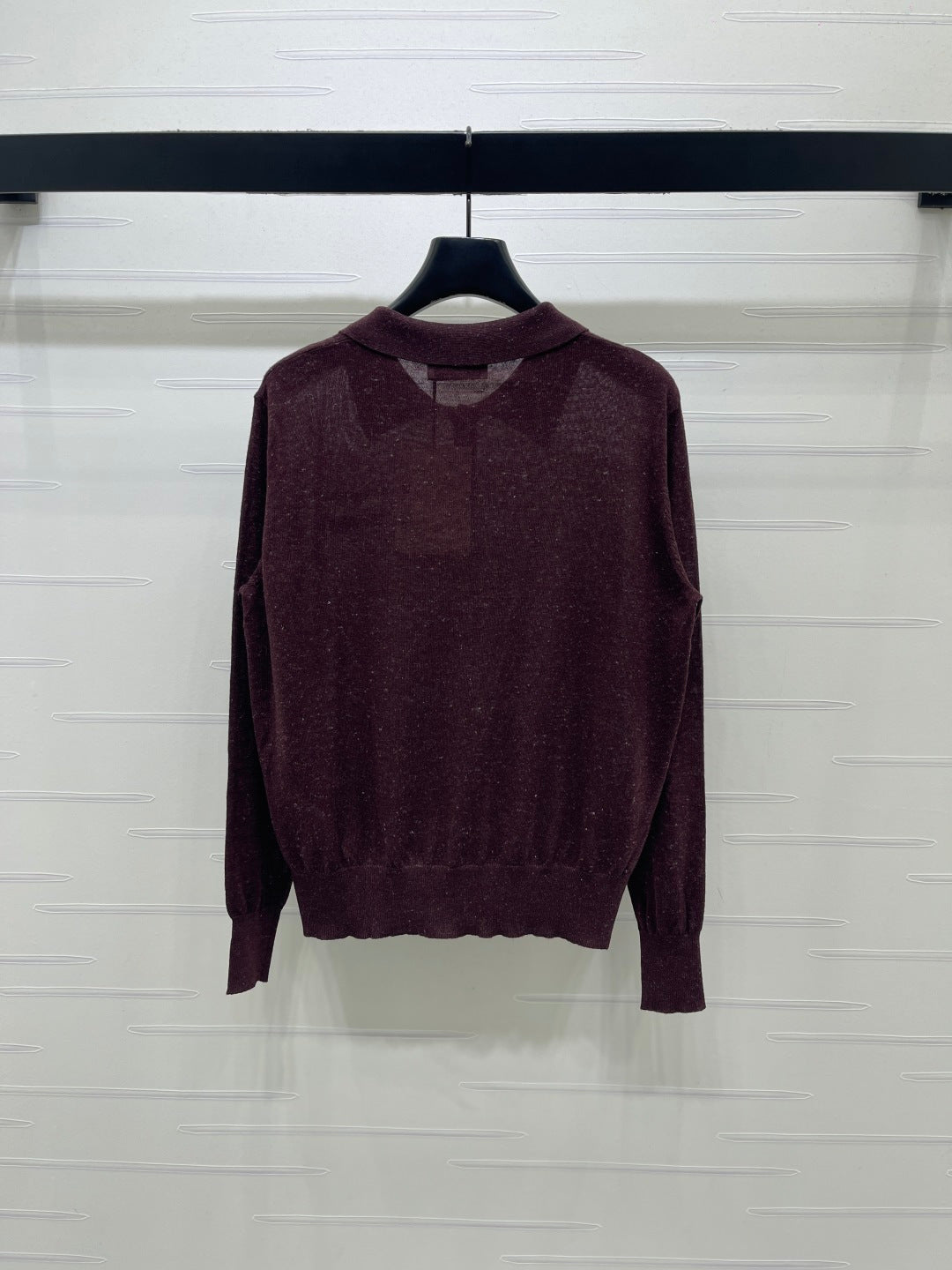 Miu 26s Knit Long-Sleeve Top Burgundy Wool 414882