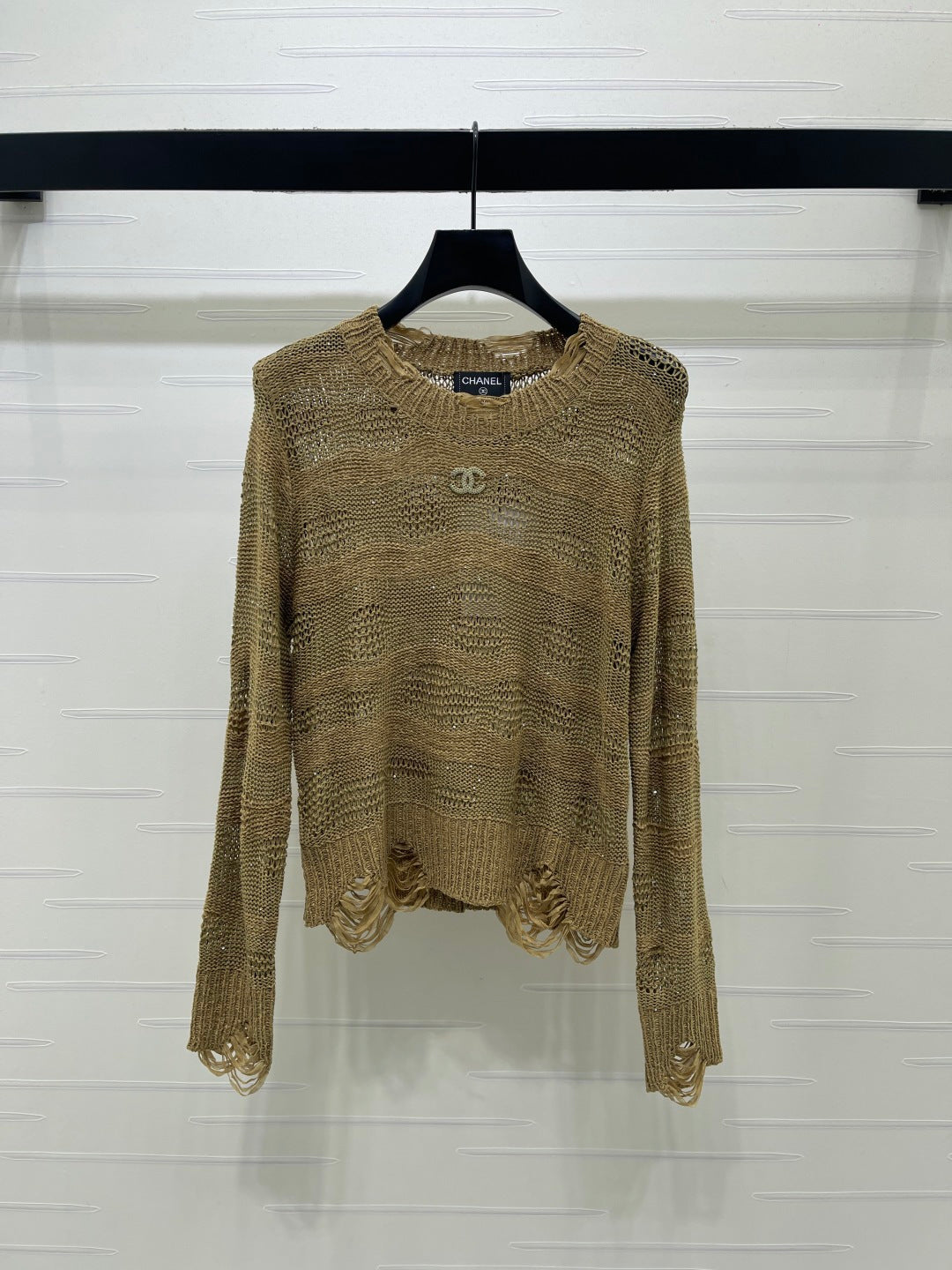 CC 26s Neck Knit Long-Sleeved Top Khaki Wool 414886
