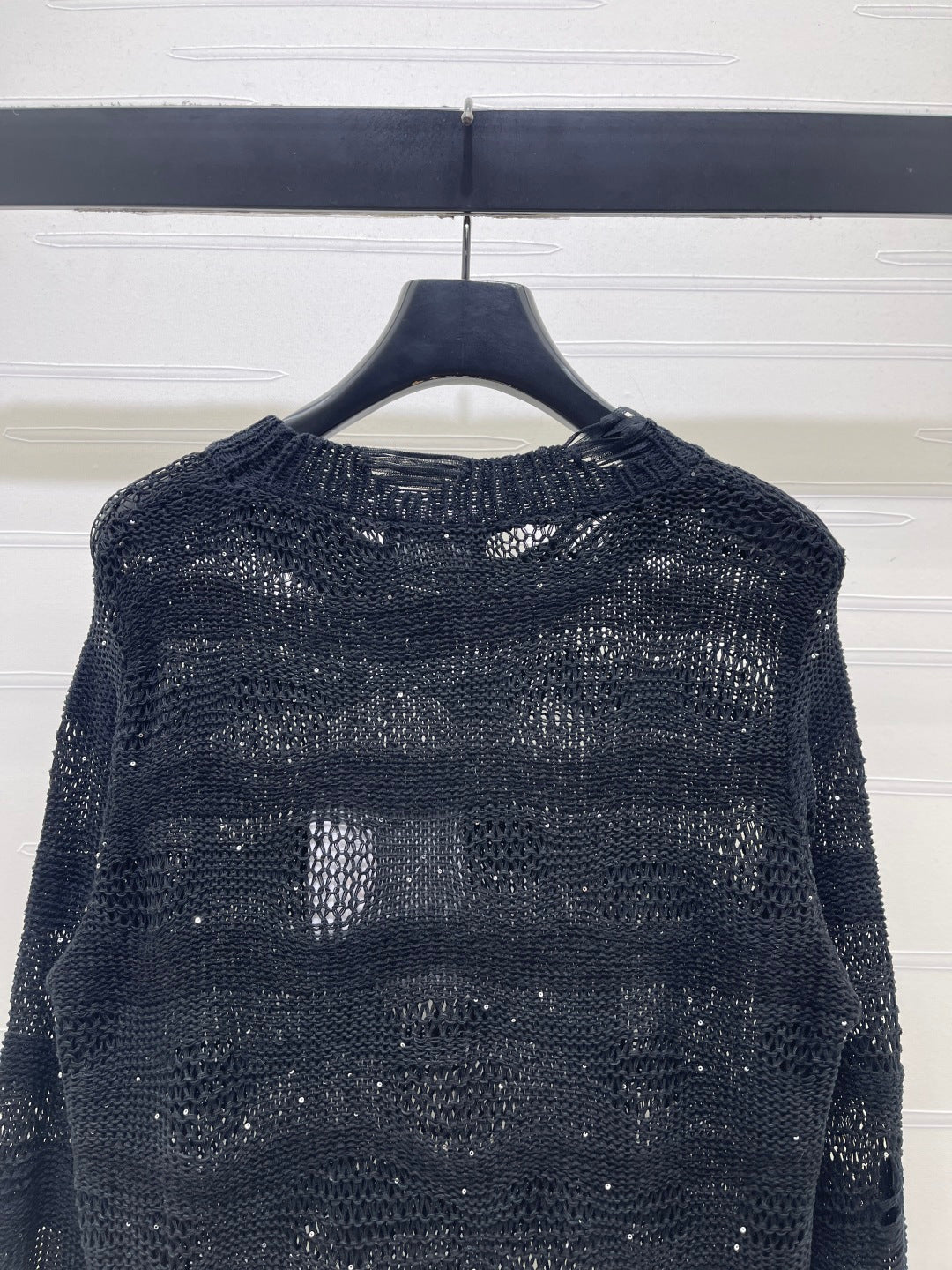 CC 26s Neck Knit Long-Sleeved Top Black Wool 414887