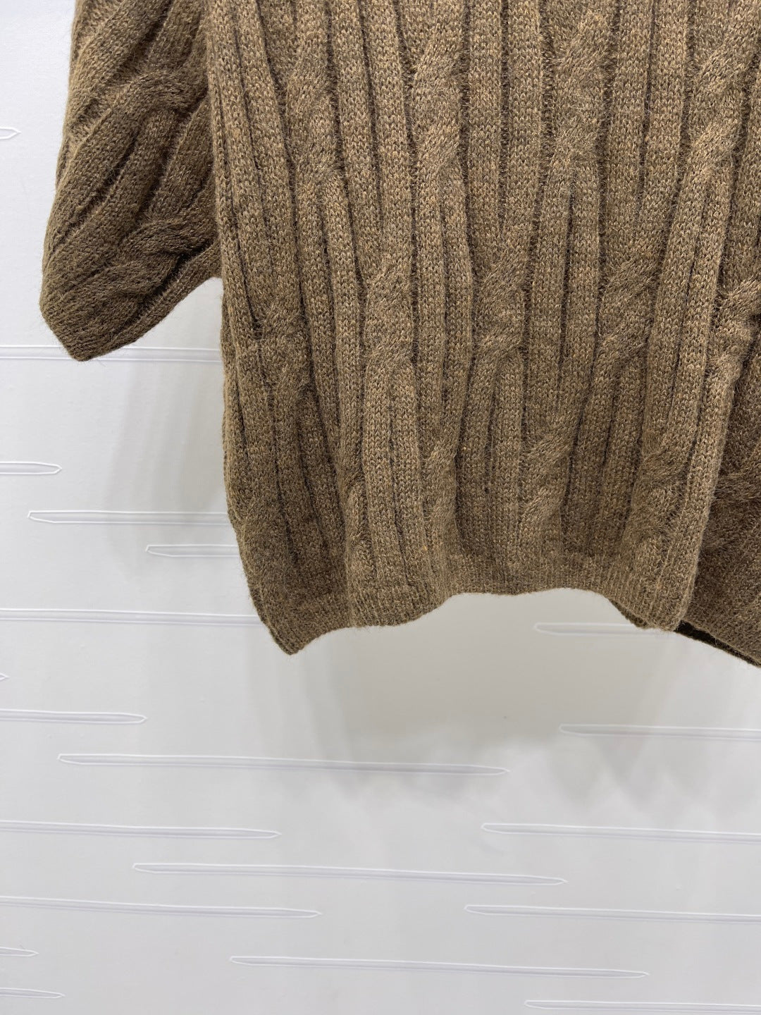 CC 26s Cable Knit Short-Sleeve T-Shirt Brown Wool 422034