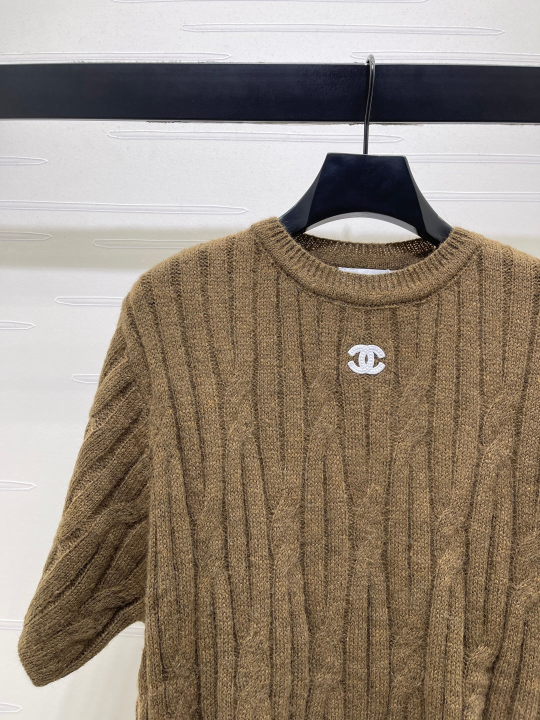 CC 26s Cable Knit Short-Sleeve T-Shirt Brown Wool 422034