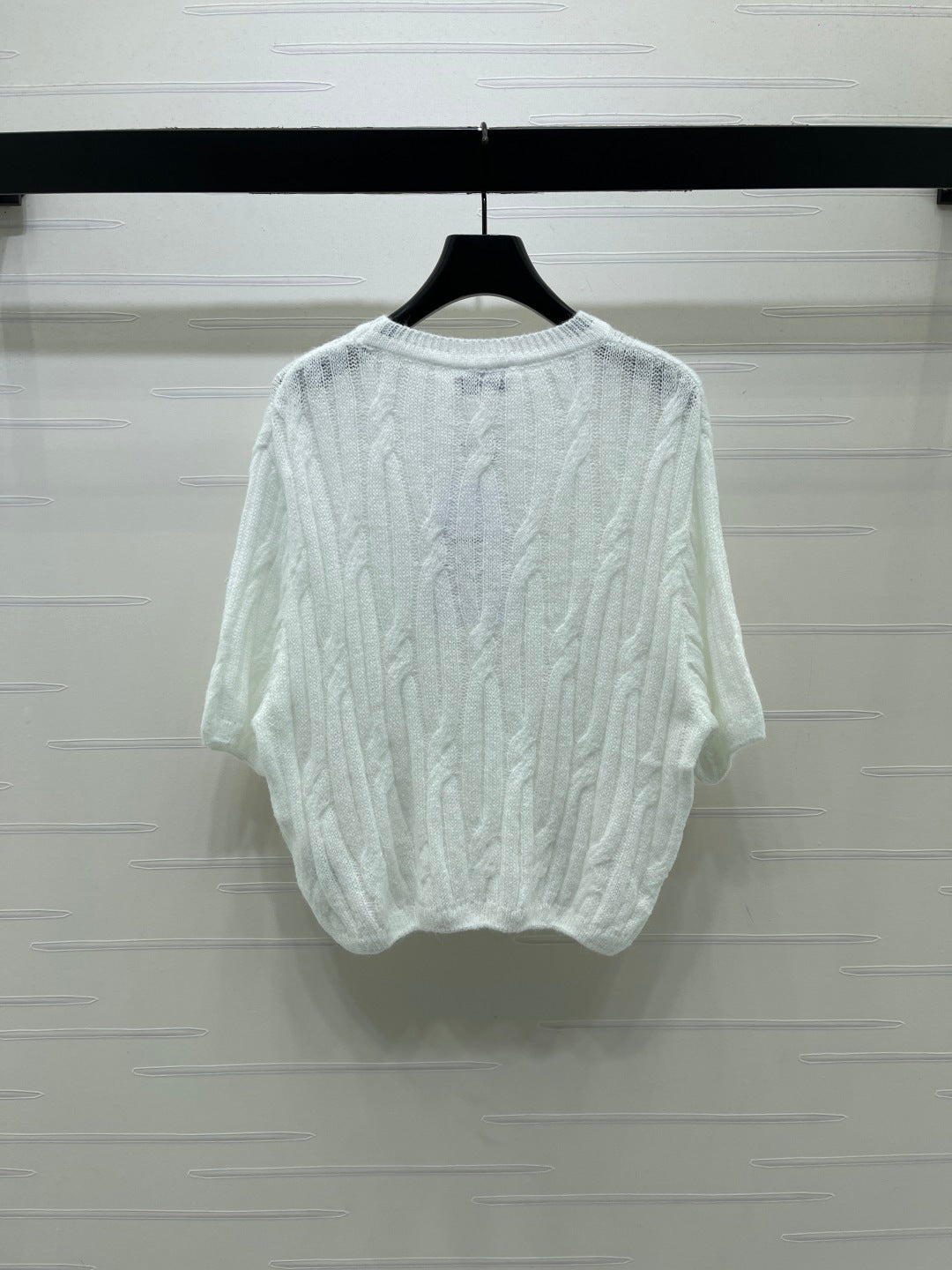 CC 26s Cable Knit Short-Sleeve T-Shirt White Wool 422033